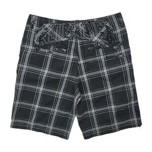 Vintage Quiksilver Gray Black Chechboard Embroidered Streetwear Shorts Men's 32